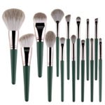 14PCS Green Makeup Brush Set Soft Bristles Wooden Handle Professional Cosmetic Brushes Full Kit