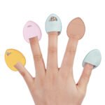Finger Puff Thumb Cushion Concealer Fingertip Mini Slipper Shape Setting Powder Puff, 12pcs Mini Makeup Finger Puffs with Box - Image 2